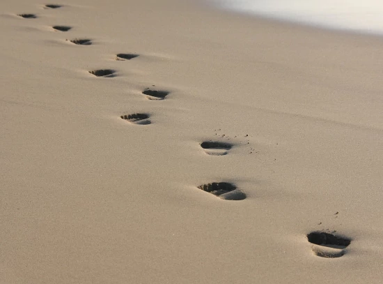 Einschreibung - Schritte im Sand